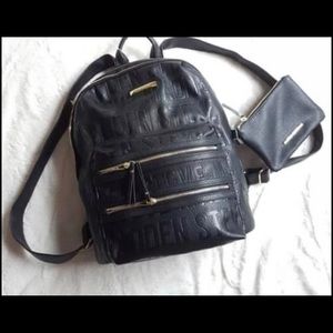 Black Embossed Leather Steve Madden Backpack